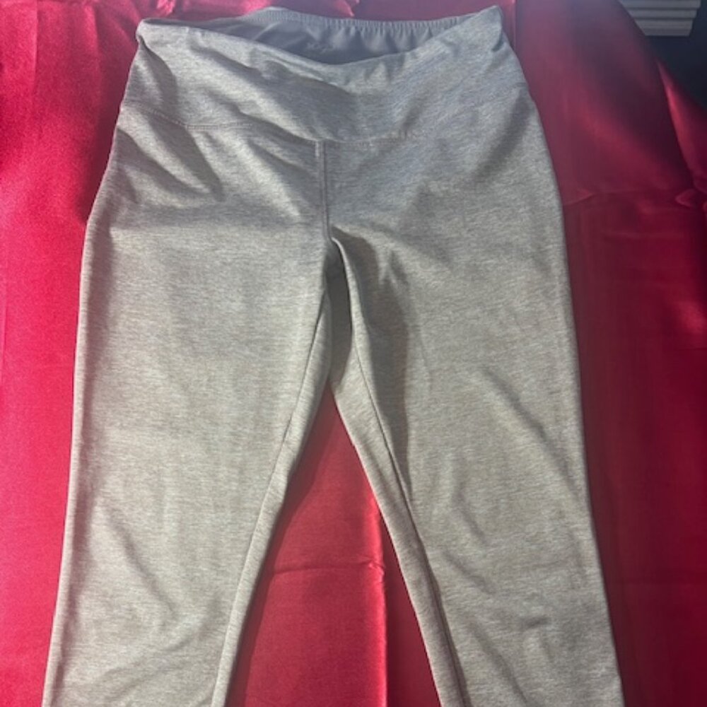 Vogo Athletica Leggings Women Large Tan Heathered High Rise Cropped Activewear